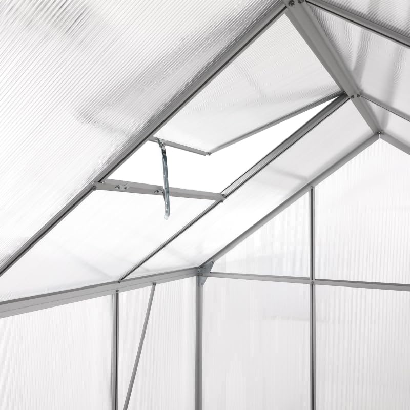 Serre en polycarbonate alvéolaire 6 mm, Ezooza Oslo, 190 x 380 cm, avec fondation