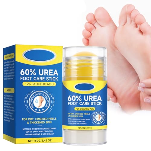 Urea Cream 60% & 2% Salicylic for Feet,Cracked Heel Repair Stick for Very Dry Skin,Deep Moisturizing,Soften＆Repair Peeling & Rough Feet, Heels and Elbows,40g (1)