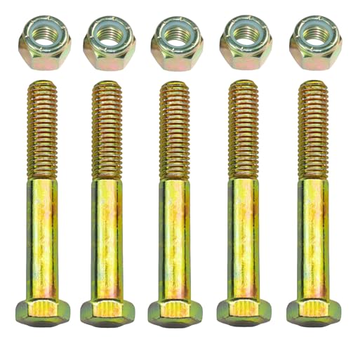 Image of Grade 2 Shear Bolts 1 /2 inch x 3-1 /2 inch for Rotary Cutter,Tractor Gearbox,by Color Galvanization with Nylon Lock Nut Kit,by Metalsuberg .(5pcs Pack)