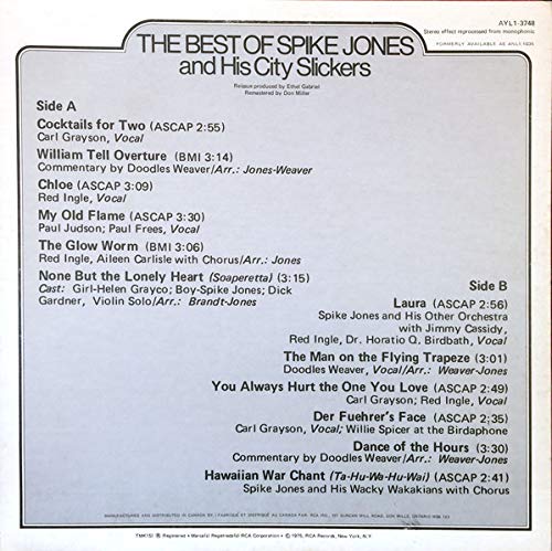 Vista 2 de The Best of Spike Jones and His City Slickers Record Album RPM , Stereo Release from 1975 on the RCA Records label , Classic Comedy as heard on the
