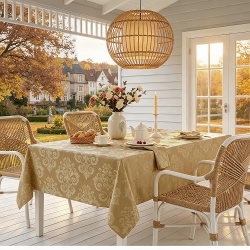 SASTYBALE Fall Gold Tablecloth Rectangle Table Cloth (52"x70") by SASTYBALE - Used condition - Image 7