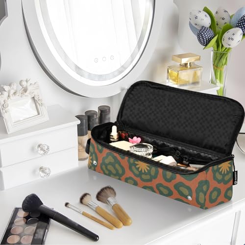 Organizador de herramientas para cabello 2 en 1 y tapete resistente al calor para planchas y rizadores de viaje con estampado retro de leopardo años 60 miniatura 7