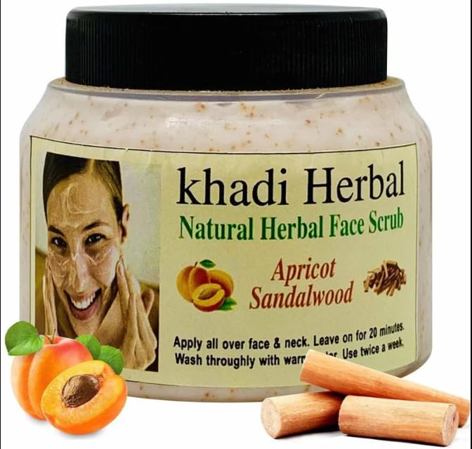 Khadi Natural Herbal Face Scrub – Sandalwood – Apricot
