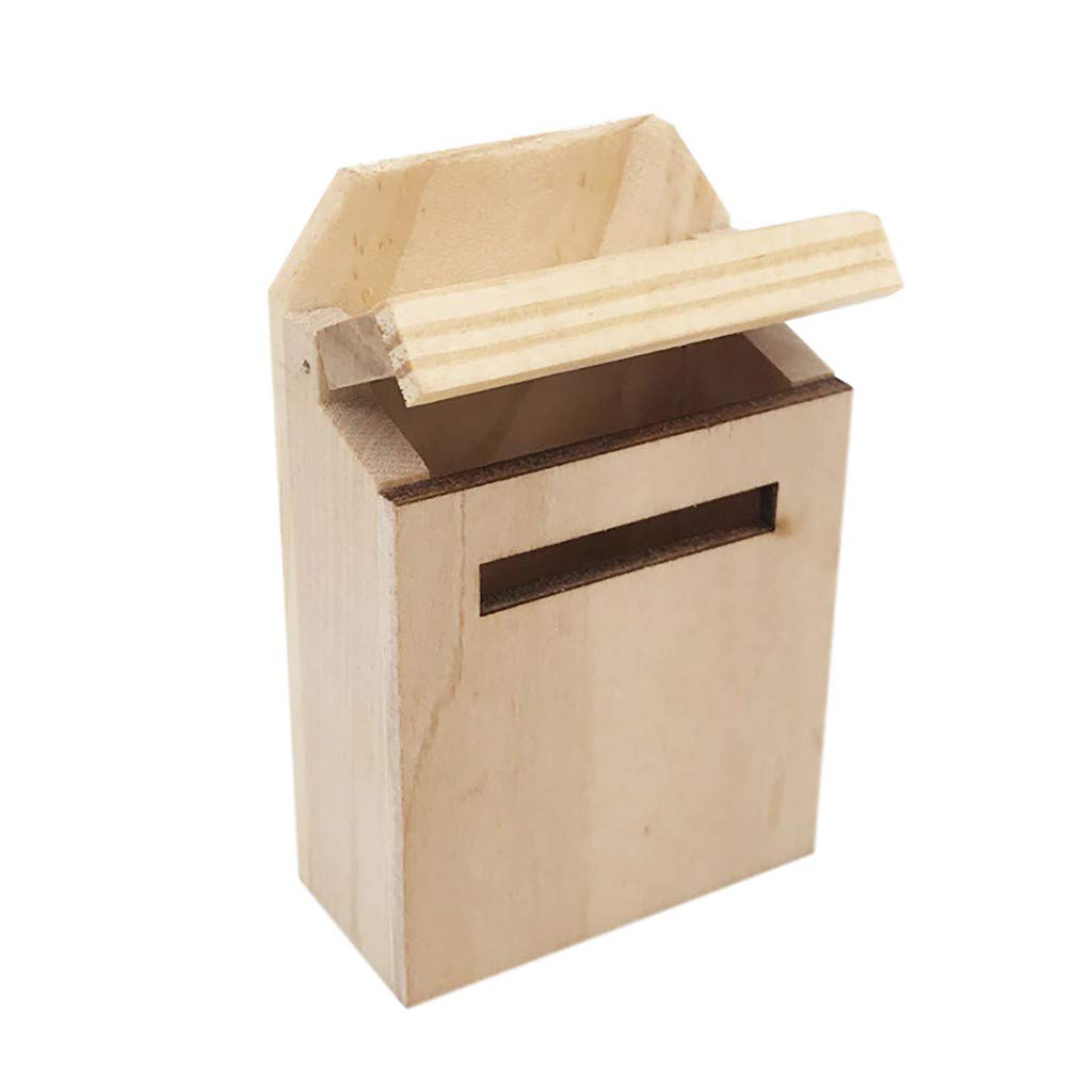 SXFSE Dollhouse Decoration Accessories, Miniature Wooden Outside Letterbox Postbox Mailbox DIY Color for 1/12 Dollhouse