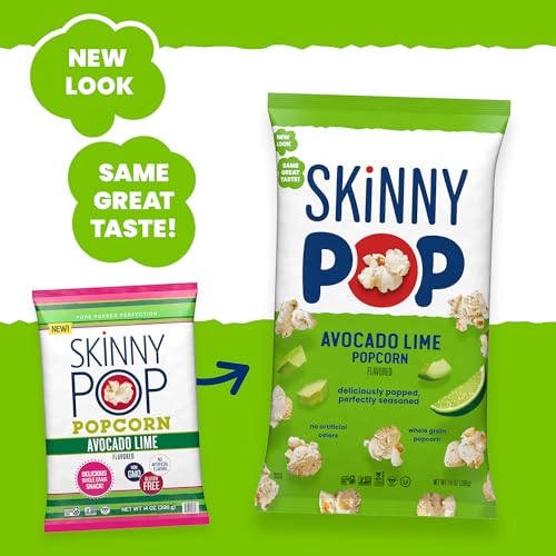Image of SkinnyPop Popcorn, Avocado Lime, Whole Grain Snack, Dairy-Free Snack, 4.4oz Bag