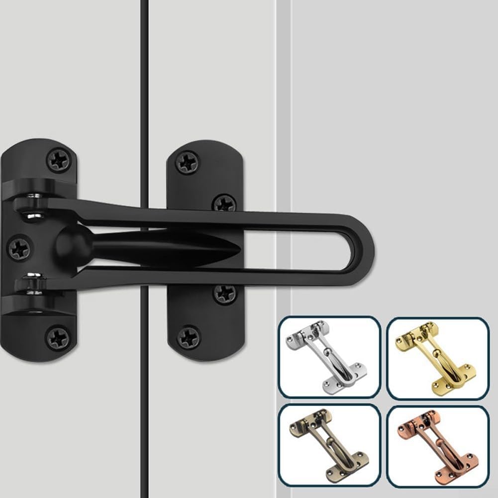 Swing Bar Door Security Catch – Heavy-Duty Zinc Alloy Safety Chain Lock Home & Childproof Door Restriction, Silver (Fits Standard Interior Doors)(Green bronze)
