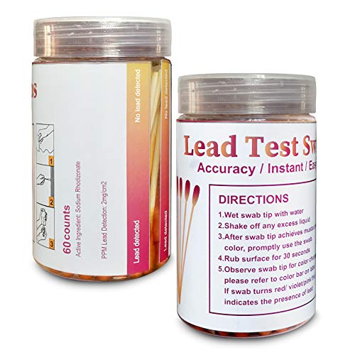 Blei-Test-Kit mit 60 Zählungen Blei Testtupfer Einweg-Baumwolle Blei Farbe Test Kit für bemalte Oberflächen, Hausfarben, Metall, Holz, Vinyl, Kunststoff, Gips & Trockenbau empfindliche Blei-Tester Cover