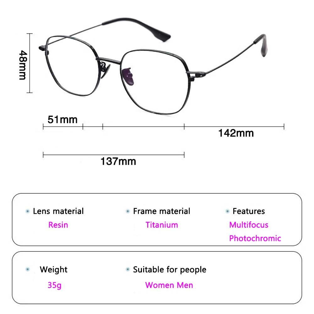 Generisch Selbsttönende Lesebrille Unisex Gleitsichtbrille Blaulichtfilter Metallrahmen Computerbrille Multifokale Lesehilfe