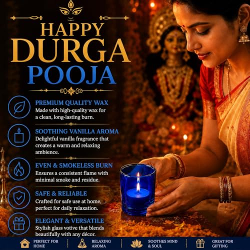 Image of Pure Source India Set of 12 Glass Votive Tealight Candle Holders - Home Decoration (Glass, Pack of 12, Blue)