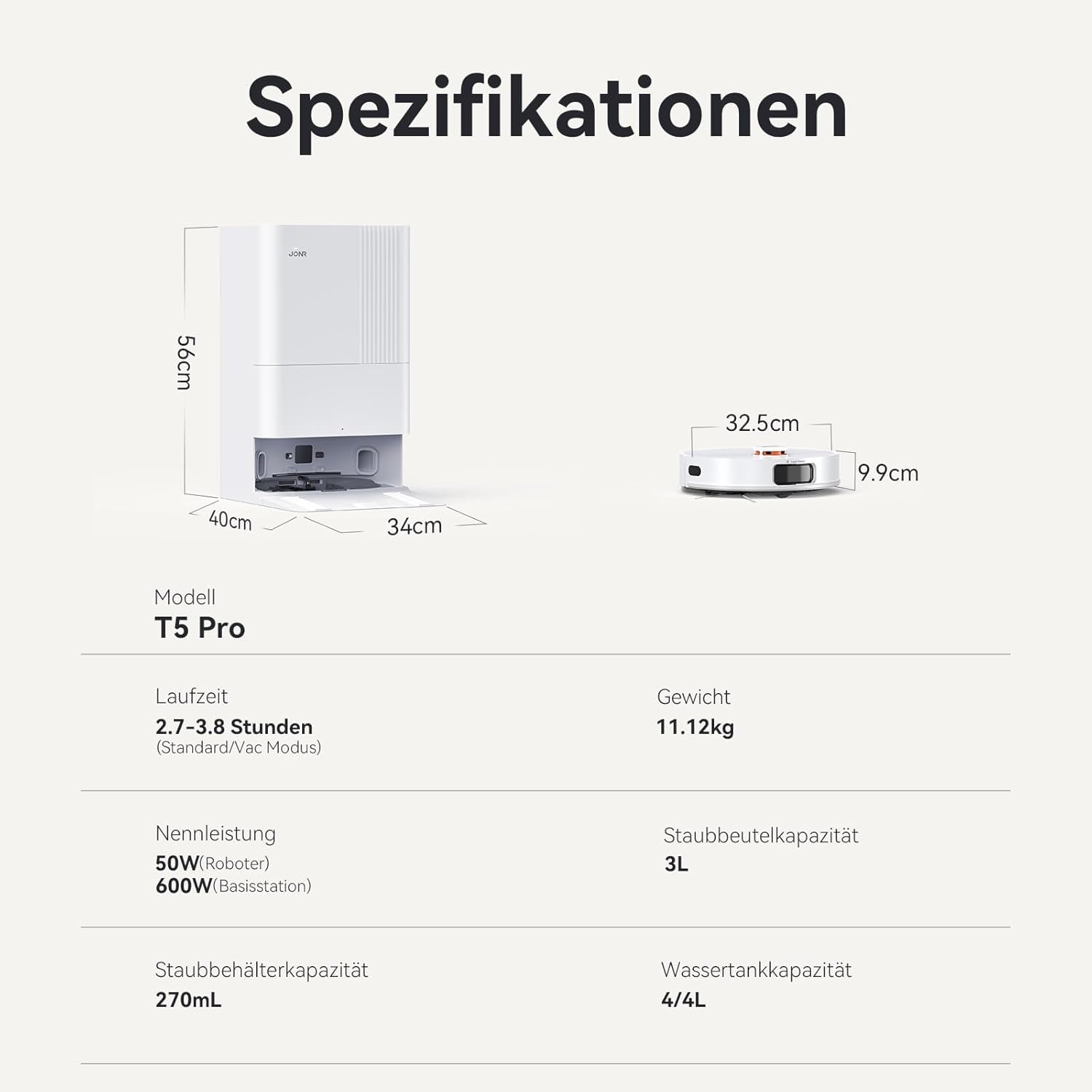 JONR T5 Pro 8150 Pa Robot Vacuum Cleaner - automatyczny odkurzacz, bezprzewodowy robot odkurzający, robot odkurzający sierść dla zwierząt z mope, suszenie na gorącym powietrzu, szczotka zapobiegająca