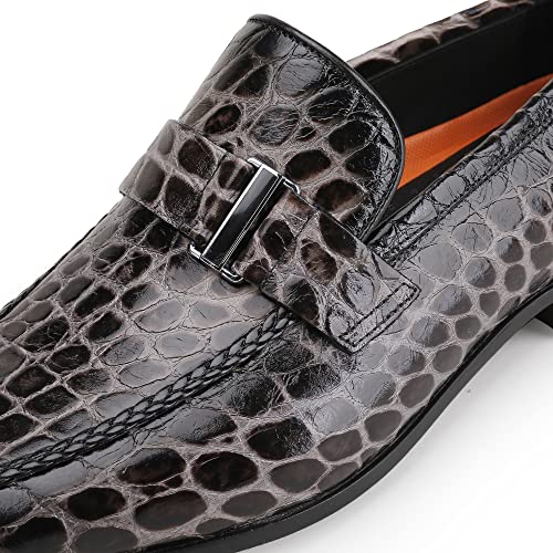 Image of Classic Leather Dress Shoes for Men, Premium Alligator Printed Bussiness Dress Slip on Loafer for Mens
