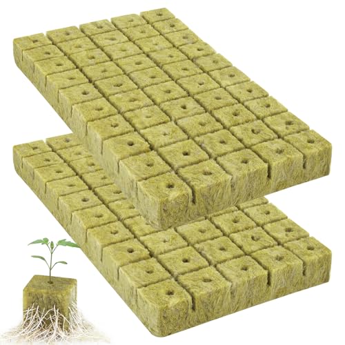 CrazyTerra Rockwool Cubes 1 Inch 100 Pack Premium Rock Wool Planting Cubes for Hydroponics Seed Starting Cloning & Cuttings Grow Cubes for Soilless Gardening Aeroponics & Tower Gardens
