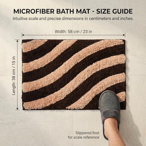 Image of Super Soft Microfiber 2800 GSM Bathroom Mat - Anti Skid, Quick Dry, Water Absorbent, Machine Washable - Floor Mat for Bedroom, Living Room, Doormat for Home (38 x 58 cm), Coffee