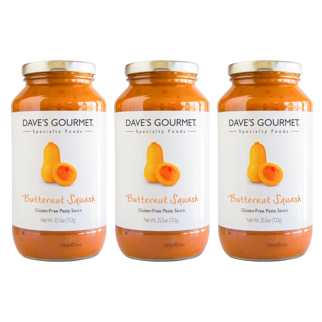 Dave's Gourmet Butternut Squash Pasta Sauce Vegan and Vegetarian - Gold Medal Sauce Winner - 3 Jars