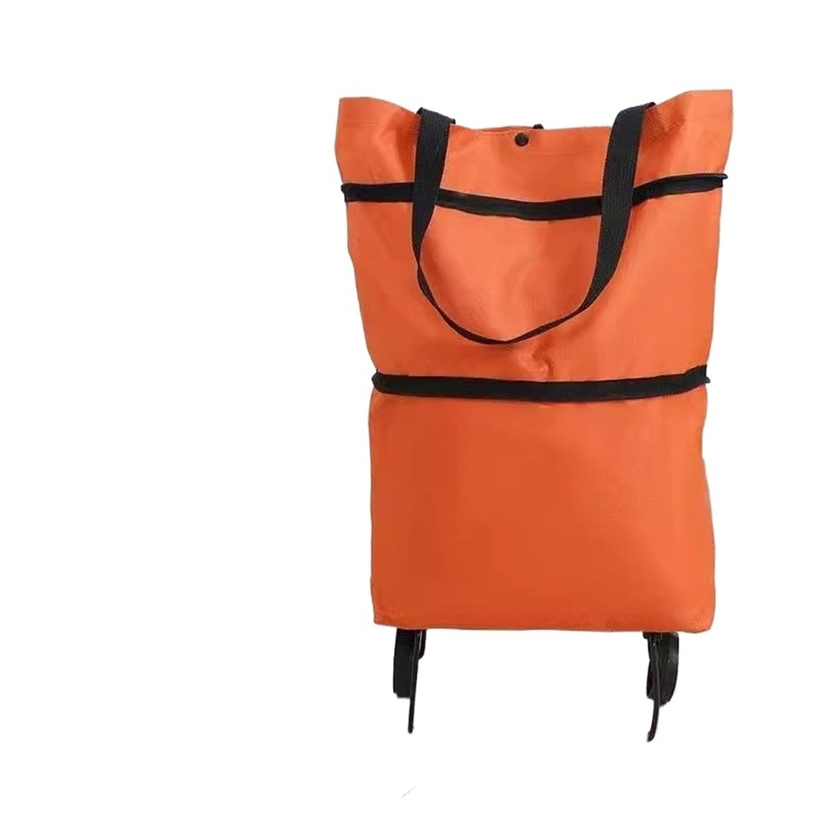 Foldable Shopping Bag with Wheels Shopping Bag With Wheels Foldable Grocery Cart Trailer Portable Large Capacity Home Supermarket(Orange)