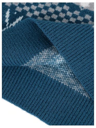 MakeMeChic Women's Geo Pattern Crew Neck Sweater Long Sleeve Knit Vintage Pullover Tops3