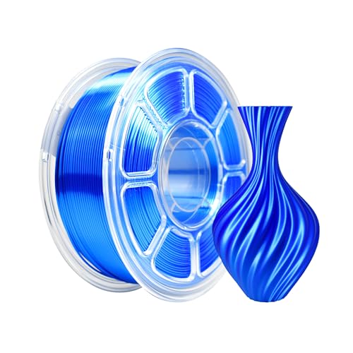 Image of iBOSS Silk PLA Plus Filament 1.75mm Blue 1KG, Shiny Silk 3D Printer Filament Dimensional Accuracy + /- 0.02mm, 1kg Spool(2.2lbs) 3D Printing Filament Fits for Most FDM 3D Printers