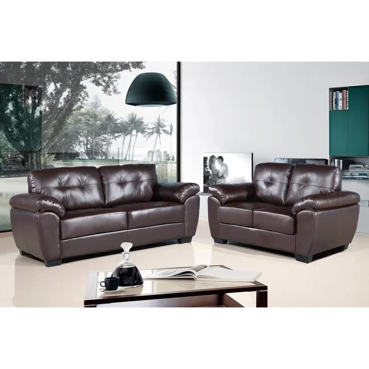 Avina 3+2 Seater Faux Leather Sofa Set for Living Room (Brown)-image-45