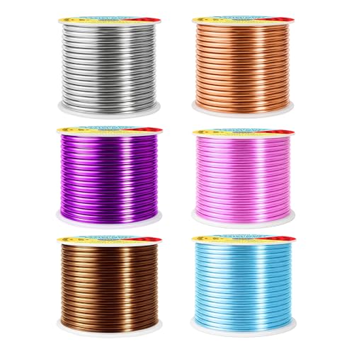 Image of Mandala Crafts 10 GA Blue Pink Brown Assorted Anodized Aluminum Craft Wire | 120 FT, Colored, Flexible, Bendable for Bonsai Armature Sculpting Wire Wrapping Jewelry Making, Weather & Tarnish Resistant