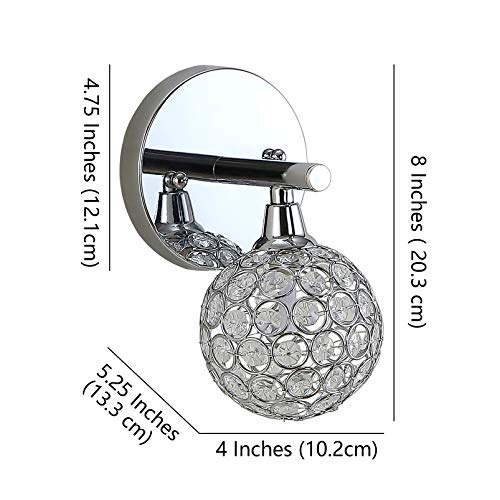 Image of JONATHAN Y 8 inch Chrome Maeve Modern Glam LED Vanity Light Sconce for Bathroom, Clear Crystal Globe Shade, Art Deco Wall Light for Hallway Entryway JYL7534A