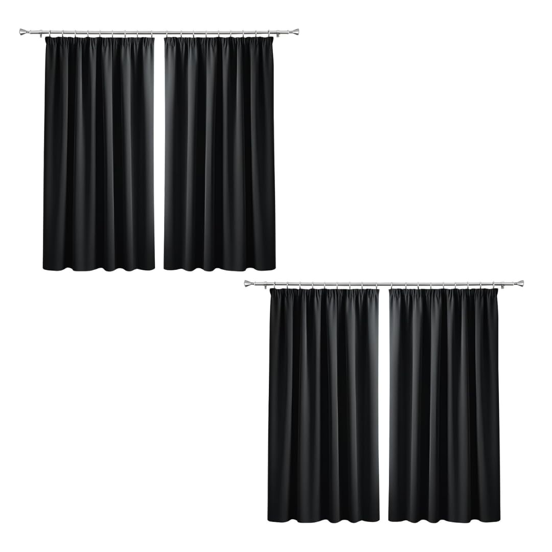 Imperial Rooms Blackout Curtains for Bedroom 46x54 Black Curtain Privacy Protection Pencil Pleat Curtains Thermal Insulated Energy Saving Curtains for Living Room 4 Panel with Tiebacks