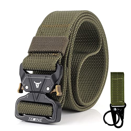 Tenine Taktischer Gürtel, Taktisch Gürtel Schwerlast Militär Nylon Web Gurt Riggers Belt, Schnellverschluss Metallschnalle Bund mit Taktischen Molle Schluesselhaken