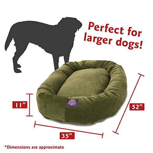 Image of Majestic Pet Villa 52 Inch Shredded Memory Foam Dog Bed for X-Large Sized Dog 52x35x11 Inch-Orthopedic Pet Bed with Removable Washable Cover-Washable X-Large Puppy Mat with Head Support-Fern