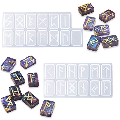 iSuperb 2pcs Símbolo de la Runa Moldes de Silicona Alfabeto Rúnico Resina Moldes Epoxi de Runes para Hacer Joyerias Colgantes para Hombre y Mujer (2pcs Runes) Cover