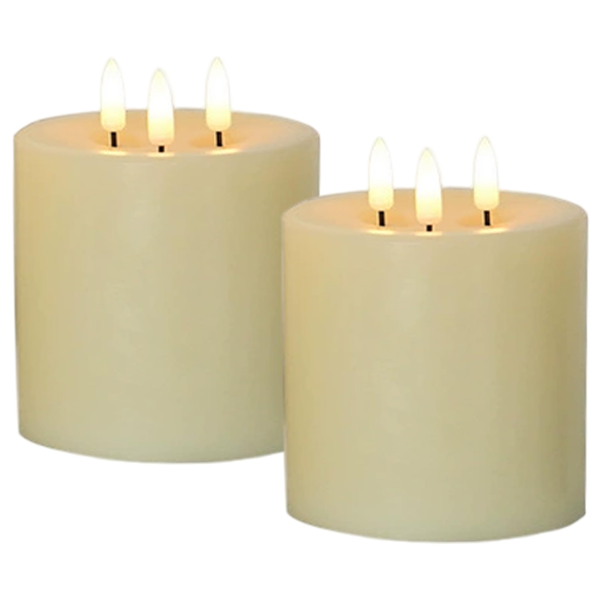 Hperu 2Pcs 3 Wick Battery Operated Candle, 4"x4" Battery Operated Flickering Flameless Candles with Remote Control & Timers for Christmas Weeding Decorative Candles Electronic Candle