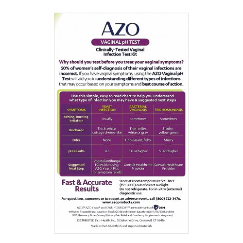 Image of AZO Vaginal pH Test Kit, Clinically-Tested Vaginal Infection Test Kit, FSA /HSA Eligible, Fast & Accurate Results, from The #1 Most Trusted Urinary Health Brand, 2 Self-Tests (Pack of 2)