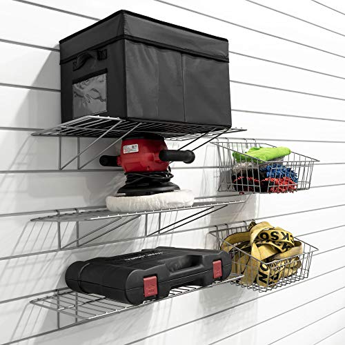 Proslat 11003 Garage Organizer Value Pack With 3 Shelves And 2 Steel Baskets, Designed For Proslat Pvc Slatwall Chrome thumb #3