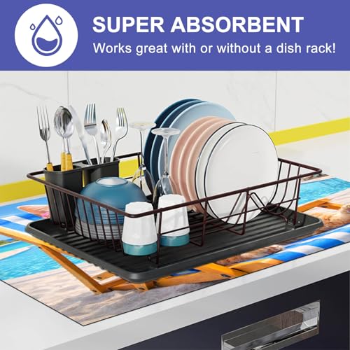 Image of HOMETITUTE Summer Stove Top Cover 28x20 Beach Cat Lounger Heat Resistant