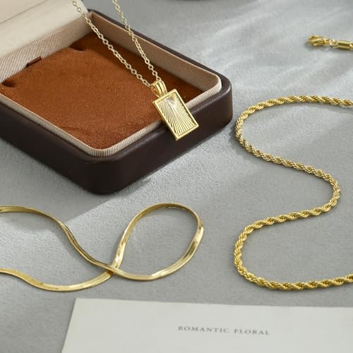 Layered Gold Silver Necklaces for Women, Stackable Dainty 14K Real Gold Plated Silver Chain Necklace Trendy Circle Paperclip Chain Pendant Choker Necklaces Gold Jewelry Set Gifts 6