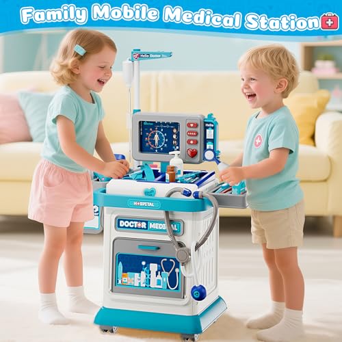 Image of Doctor Kit for Toddlers 3-5, Pretend Doctors Play Set with Cart, Costume and Stethoscope for Kids Aged 3 4 5, Role Play Medical Toys for Girls Boys, Christmas Birthday Educational Gift for Toddler