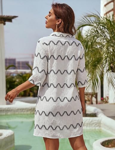 Image of Blooming Jelly Womens Swimsuit Coverups White Chiffon Bikini Swimwear Beach Cover Up Dress Shirt