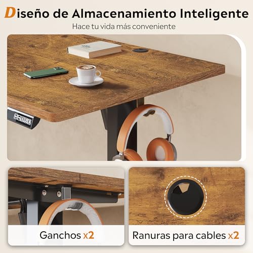 Miniatura 4 de DEVAISE Escritorio Elevable Eléctrico,Mesa Regulable Rltura 160 x 70cm con 3 Memorias,Mesa de Oficina con Panel Inteligente en Casa con Tablero Ensamblado, Roble Natural
