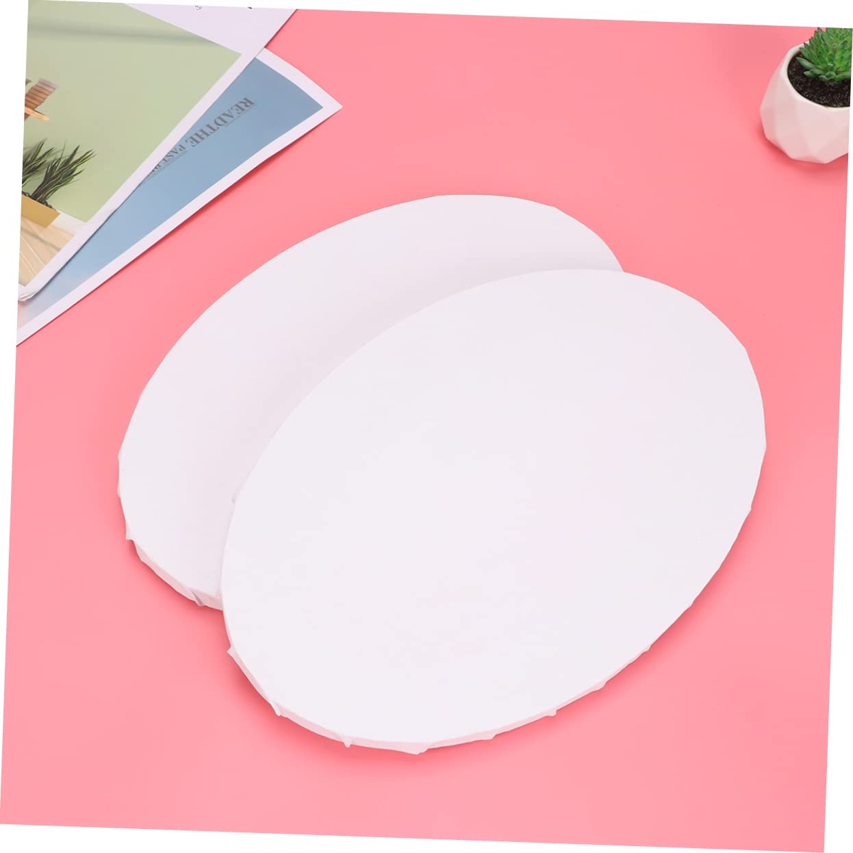 Toile à Peindre Ovale Blanche 2pcs, Cadre pour Toile Peinture
