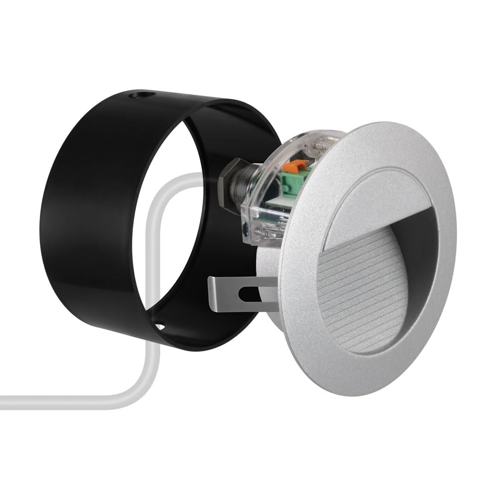ledscom.de Lampa schodowa LED/wpuszczana lampa ścienna do wnętrz i na zewnątrz, downlight, okrągła, szara, Ø 125 mm, ciepła biel