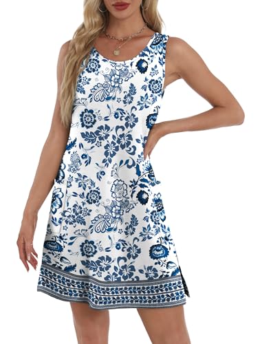 Image of BKRIVE Coverup Summer Dresses for Women 2026 Eyelet Casual Loose Sleeveless Sundresses Tank Dresses with Pockets