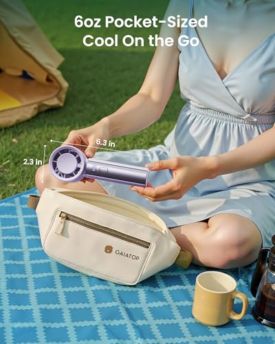 Image of Gaiatop Small Handheld Personal Fan, Powerful High Speed Turbo Cooling, 4000mAh USB Rechargeable Battery Powered Mini Portable Fan for Travel, Outdoor Essentials, Summer Gifts for Women Girls, Purple
