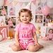 Imagen de TBAMTBW Conjunto Cumpleaños 1 Año Niña Ropa Niña 1 Año Regalo Bebe Conjunto Bebe Niñas Camiseta de Manga Corta con Estampado + Pantalón