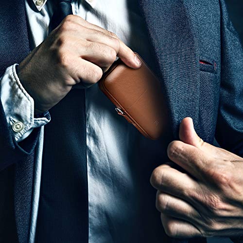 EXEEP® Keyless Go Schutz Autoschlüssel - TÜV geprüft - Zuverlässige Funkschlüssel Abschirmung - RFID Blocker Schlüsseletui Echt-Leder - Auto Diebstahlschutz Box - Designed in Germany - Braun