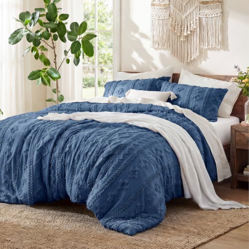 Image of Bedsure Tufted Boho Comforter Set King,Bedroom Decor Bedding Set Slate Blue