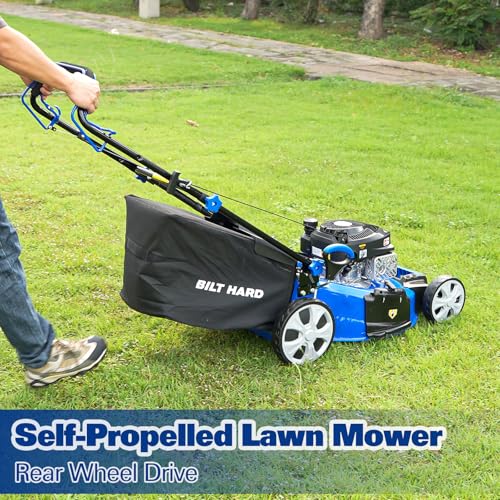 Image of BILT HARD 22 Inch Self Propelled Gas Lawn Mower, 170cc 4-Cycle OHV Engine, 3-in-1 Functions (Bagging, Mulching and Side Discharge) with 7-Positions Adjustable Cutting Height, Easy Start