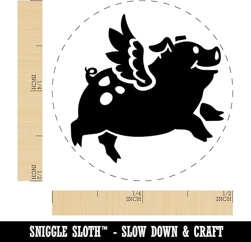 Miniatura 2 de Flying Pig - Sello de goma autoentintado con alas para sellar planificadores de manualidades, mini de 12 pulgada, tinta negra