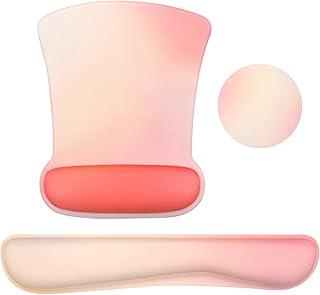 iCasso Mouse mat Wrist Support Set, 3in1 Keyboard Wrist Rest+Ergonomic Mouse Pad + Coaster, Non-Slip Rubber Base Cute Mouse Mat Made Easy Typing and Relieve Wrist Pain (Yellow&Pink)