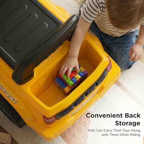 Image of Baybee Nitro Ride on Cars for Kids | Baby Push Ride ons Toys Car with Music & LED Light | Portable Ride on Jeep with High Backrest & Toy Storage | Outdoor Kids Cars for 1 to 3 Years Boy Girl (Yellow)