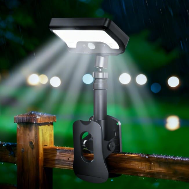 Solar Lights Outdoor,Motion Sensor Outdoor Lights, 92 LEDs 600LM Solar Fence Lights Outdoor Waterproof LED,Solar Lights for Chain Link Fence,Deck,Camping (Black)