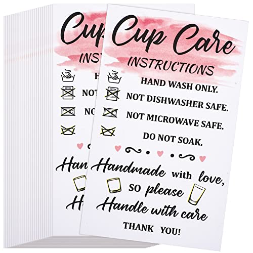 Image of Sureio 200 Pcs Cup Care Instruction Cards, Tumbler Care Cards for Business