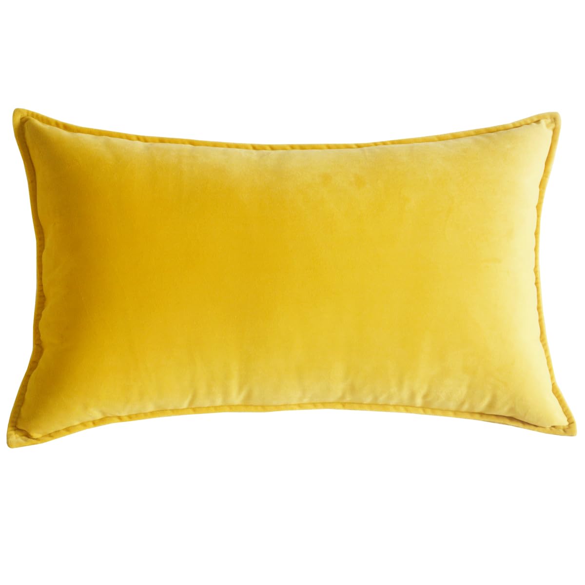 Lutanky Velvet Cushion Covers 40 x 60cm Dark Yellow Rectangle Piped Throw Pillow cases Cushion Decorative Long Pillow Covers for Sofa Couch with Invisible Zipper — image 1